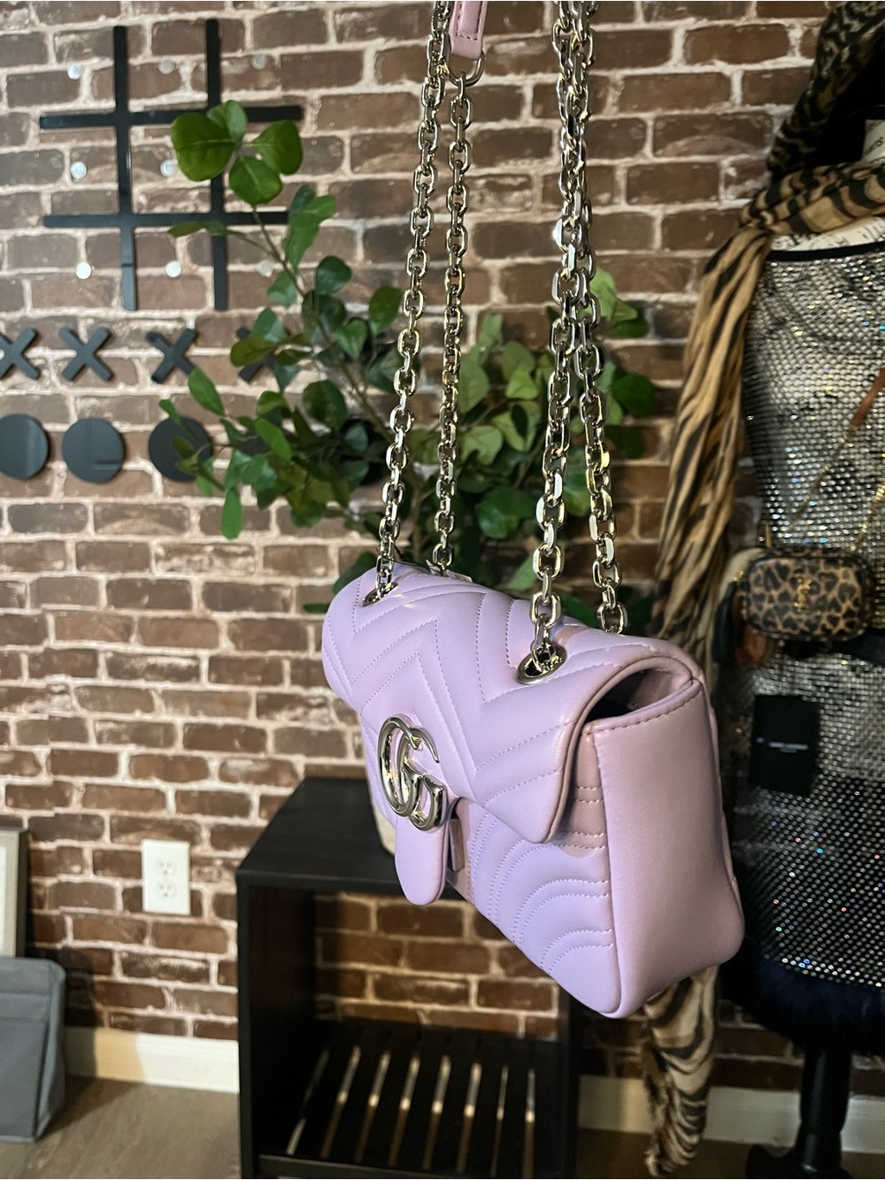 Gucci Marmont Leather Crossbody Bag - Lilac - Picture 3 of 9